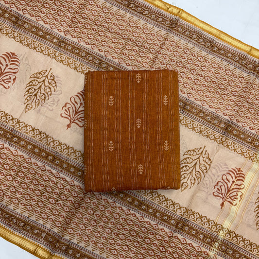 Hand block printed dupttas with woven fabrics
